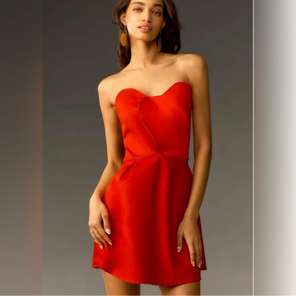 FARM‎ Rio x Anthropologie Strapless Heart Cutout Mini Dress Red Medium